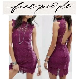 *NEW* Free People Womens Daydream Bodycon Lace Dress Magenta Sz M